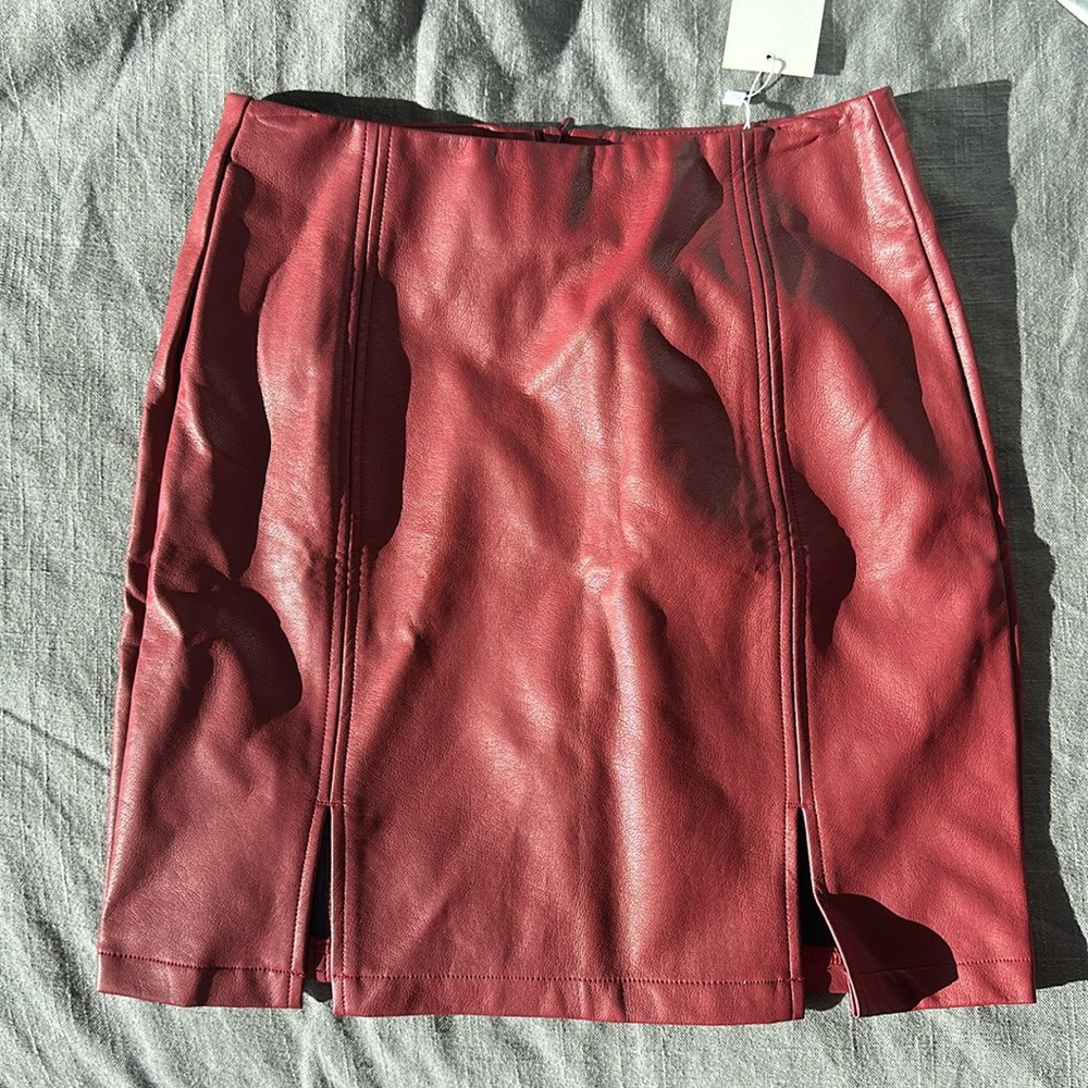 Burgundy pleather skirt